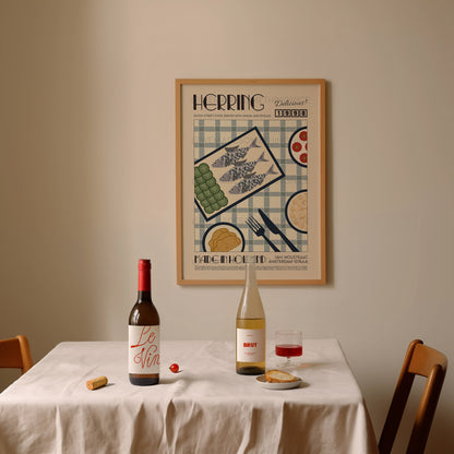Herring Poster, Holland Poster, French Retro, Scandinavian Kitchen Decor, Food Art, Mid Century Modern, Amsterdam, Housewarming