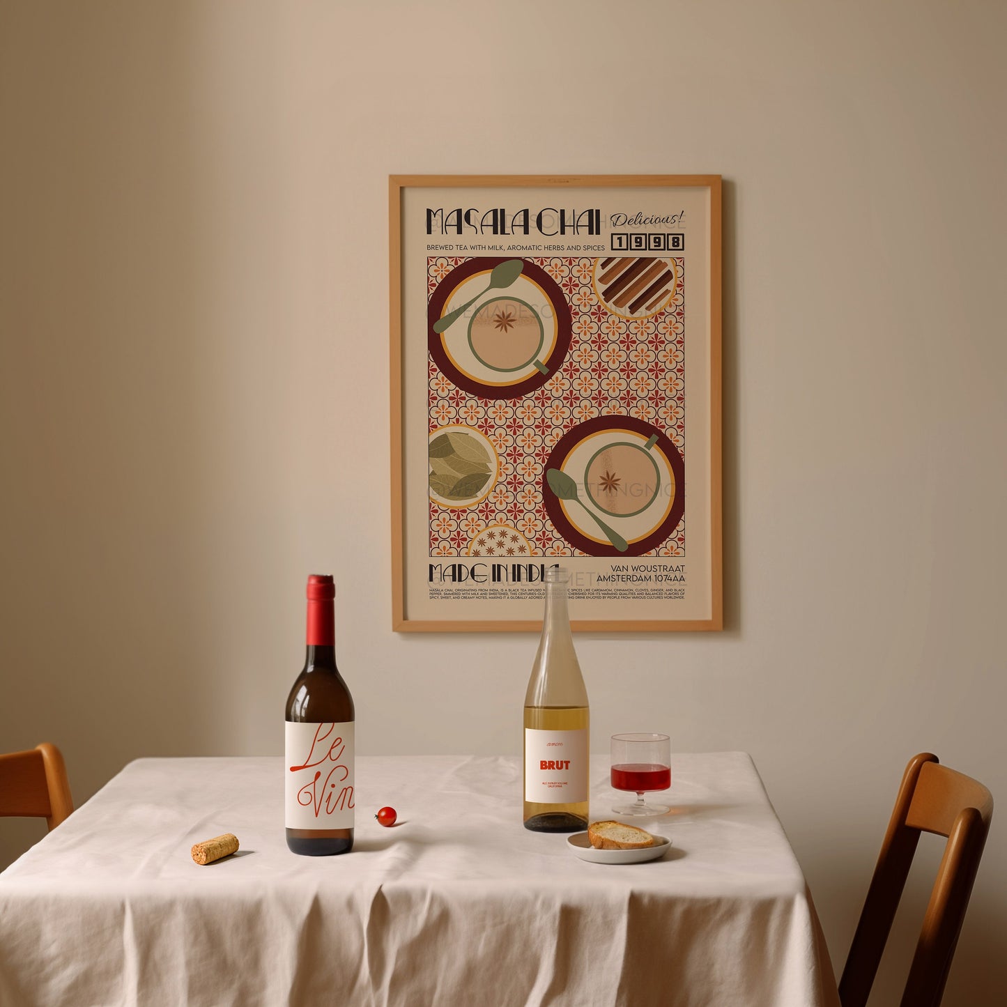 Masala Chai Poster, Kitchen Poster, Kitchen Print, Food Print, Modern Kitchen Decor, Exhibition Poster Retro Wall Art, India Print