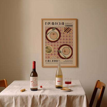 Masala Chai Poster, Kitchen Poster, Kitchen Print, Food Print, Modern Kitchen Decor, Exhibition Poster Retro Wall Art, India Print