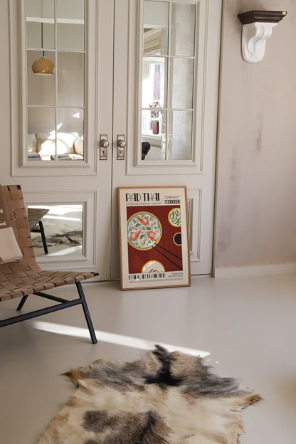 Pad Thai Poster, Kitchen Poster, Kitchen Print, Food Poster, Modern Kitchen Decor, Illustration, Thailand, Food, Chef Print, Retro Wall Art