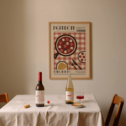 Retro Pizza Print, Pizza Poster, Kitchen Art, Kitchen Decor, Food Art, Pizza Slice, Eat Sign, Rome, Italy Art, Food Print