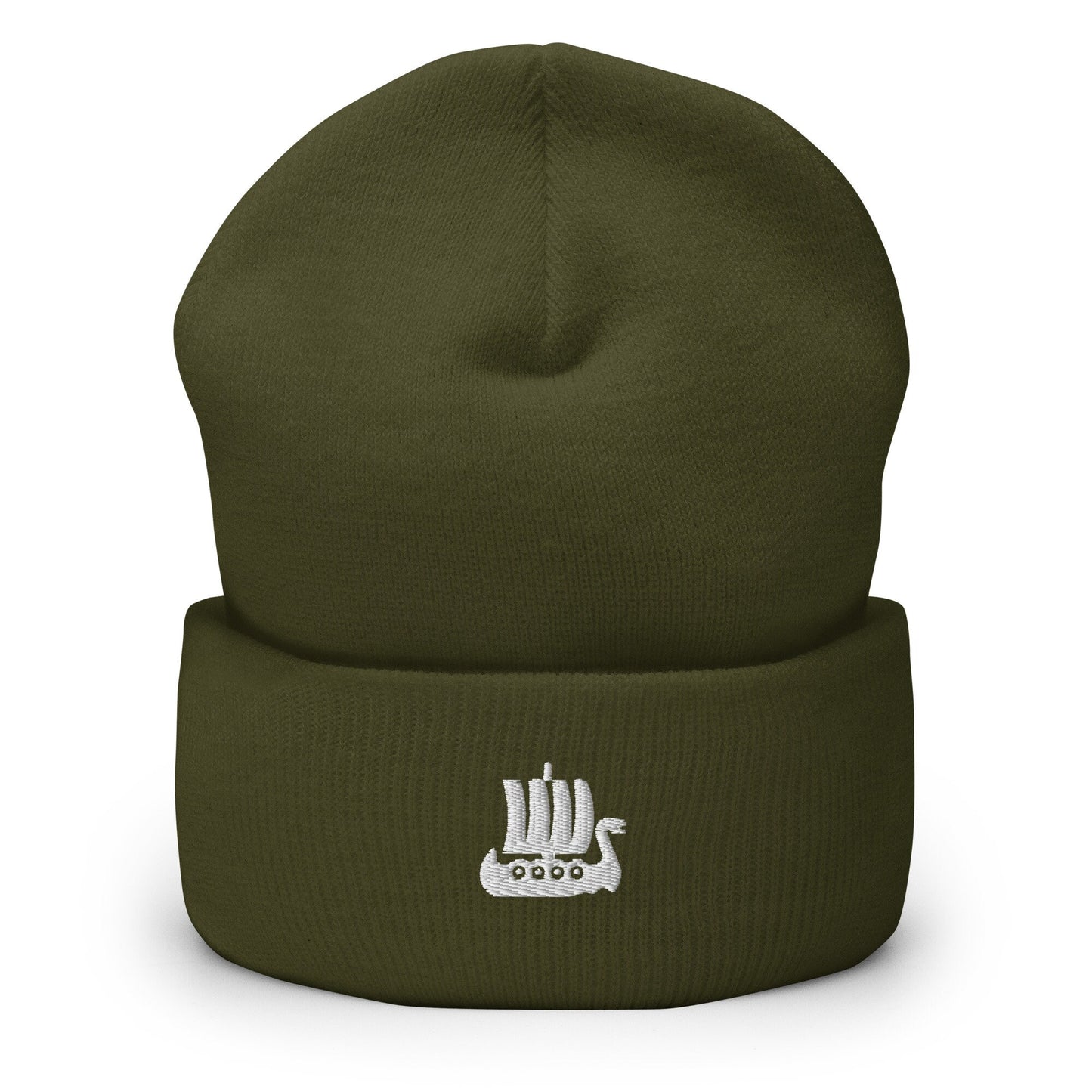Viking Ship Embroidered Beanie, Vikings Toque, Scandinavian Minimalist Logo Hat, Explorer Spirit Skull Cap
