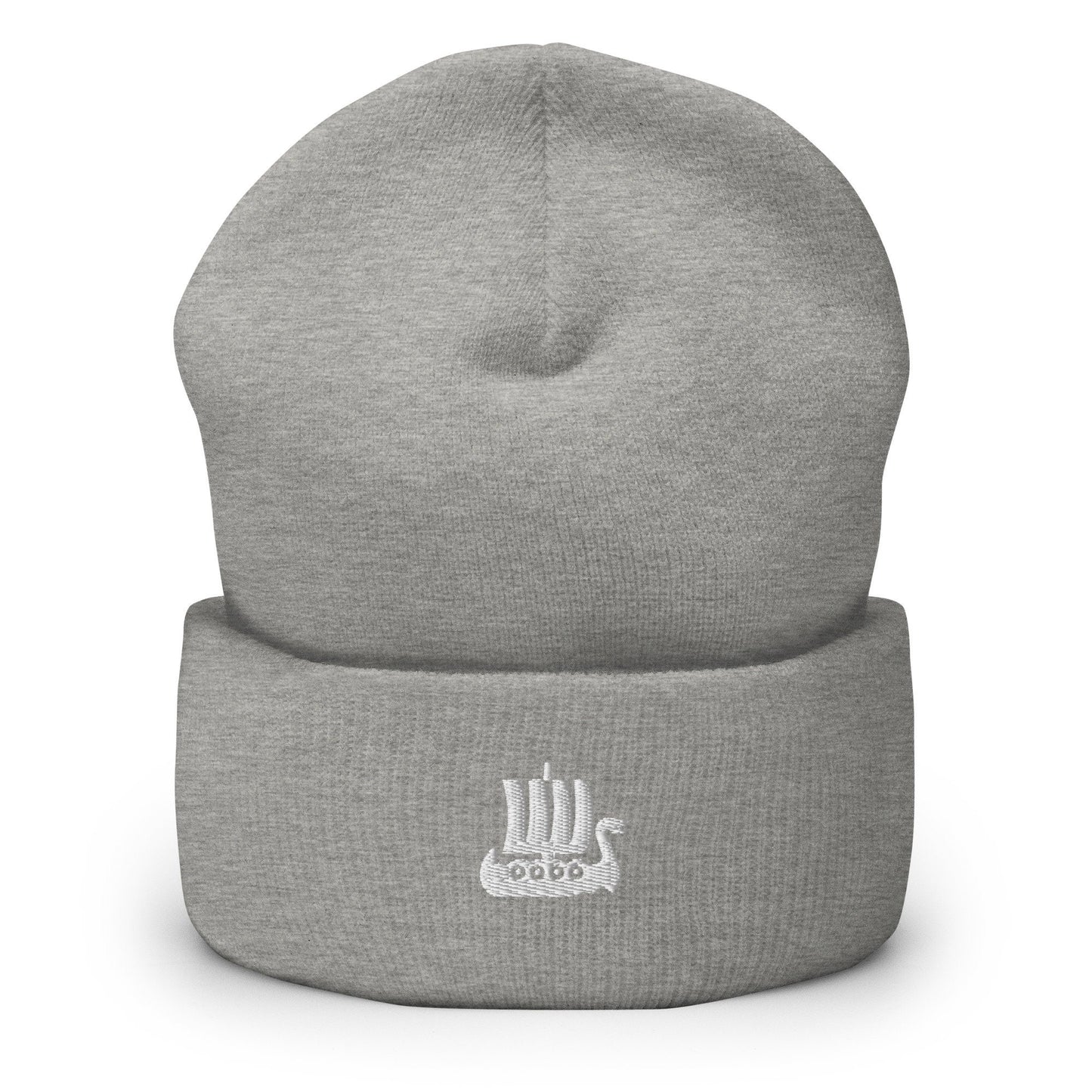 Viking Ship Embroidered Beanie, Vikings Toque, Scandinavian Minimalist Logo Hat, Explorer Spirit Skull Cap
