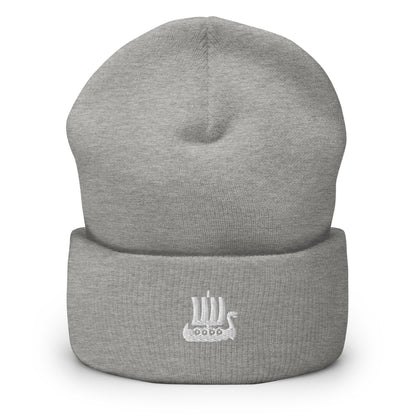 Viking Ship Embroidered Beanie, Vikings Toque, Scandinavian Minimalist Logo Hat, Explorer Spirit Skull Cap