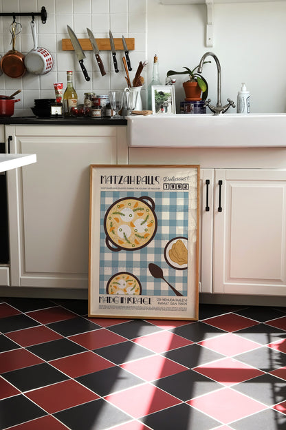 Matzah Balls Print, Kitchen Art, Kitchen Poster, Kitchen Print,  Israel Poster, Retro Art, Kitchen Decor, Food Art, Jewish Art, Israel