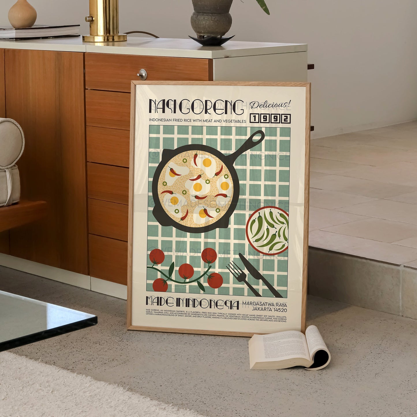 Nasi Goreng Poster, Kitchen Poster, Kitchen Print, Food Print, Modern Kitchen Decor, Chef Print, Exhibition Poster, Retro Wall Art