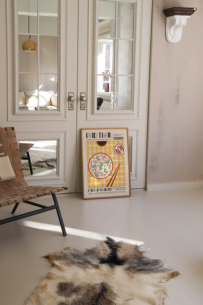 Pad Thai Poster, Kitchen Art, Kitchen Poster, Modern Kitchen Decor, Illustration, Thailand, Food, Chef Print, Bar Art, Retro Wall Art