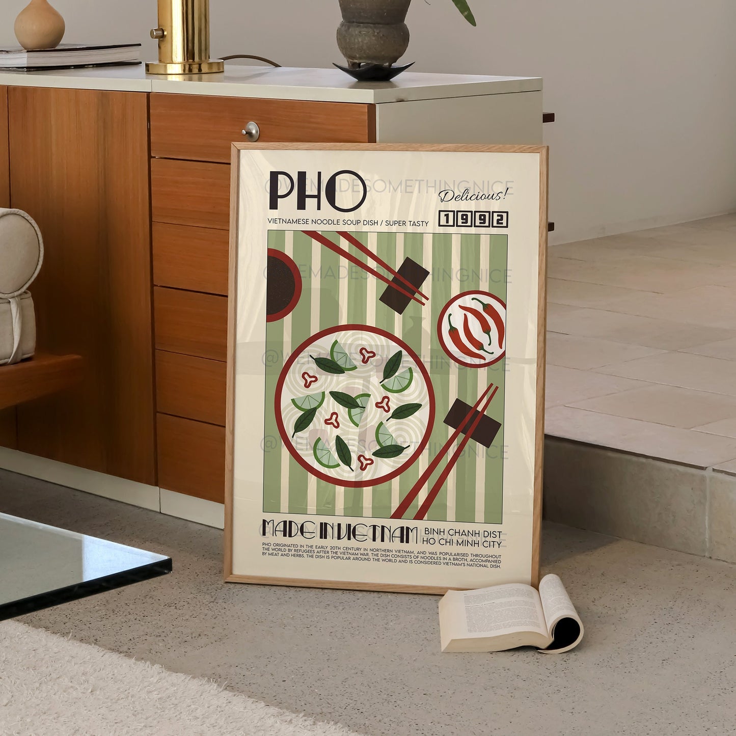 Pho Poster, Kitchen Poster, Kitchen Print, Food Print, Modern Kitchen Decor,  Chef Print, Bar Art, Exhibition Poster, Retro Food Poster