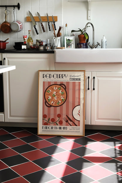 Thai Red Curry Poster, Kitchen Art, Kitchen Poster, Food Print, Food Art, Asian Wall Art, Thailand Art, Retro Wall Art