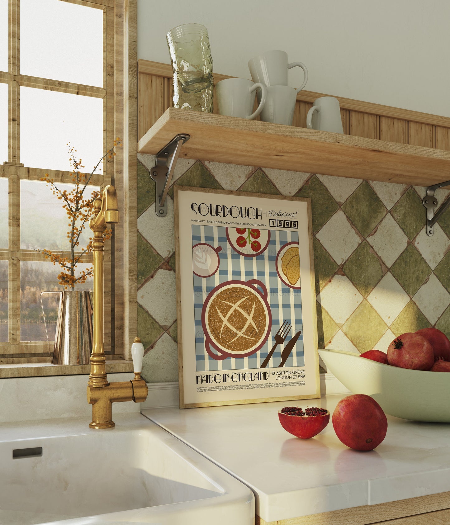 Sourdough Print, Kitchen Art, Kitchen Poster, Kitchen Print, Kitchen Wall Art, Food Poster, Modern Kitchen Decor