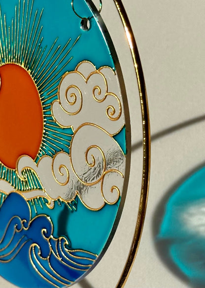 Sentimental gift Suncatcher for window Sea Sun Cloud chime Mothers day Aesthetic room decor  Stained glass painting