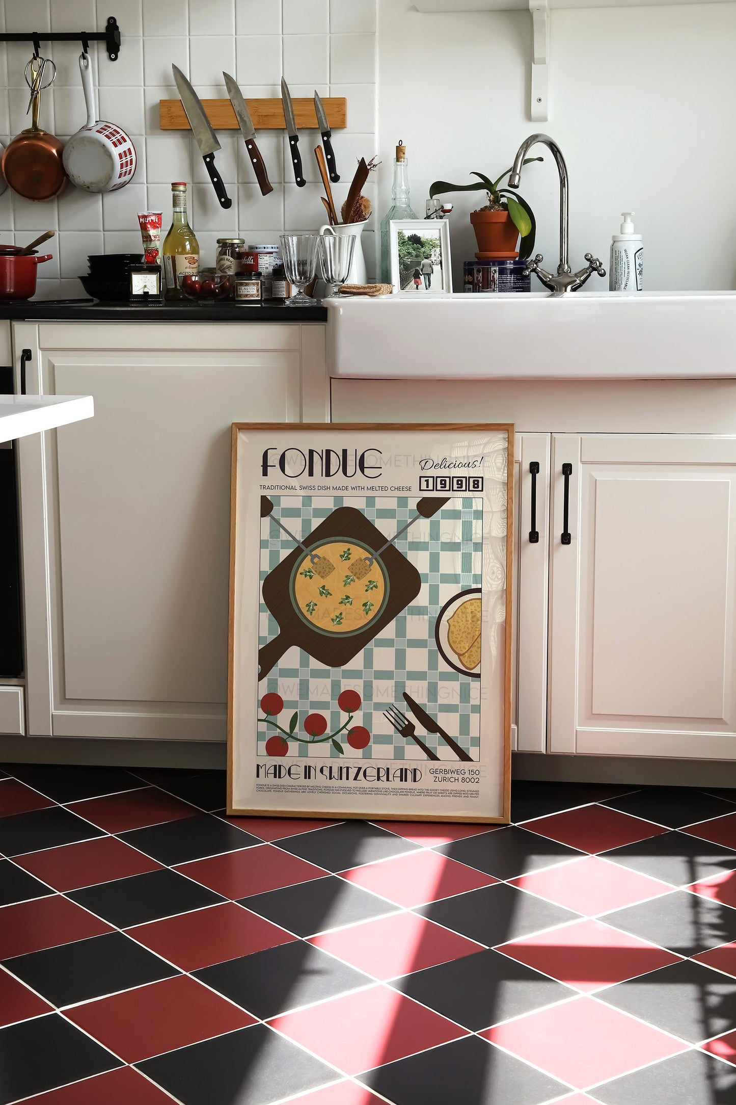 Swiss Fondue Poster, Kitchen Poster, Kitchen Print, Food Print, Modern Kitchen Decor, Retro Poster, Pop Art, Kitchen Art, Exhibition Poster