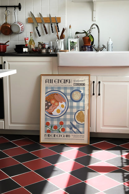 Full English Breakfast Poster, Kitchen Art, Kitchen Poster, Kitchen Print, Modern Kitchen Decor, Bar Art, Exhibition Poster, Retro Wall Art
