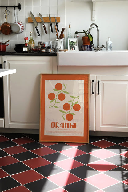 Orange Poster, Food Print, Modern Kitchen Decor, Food lover, Chef Print, Exhibition Poster, Retro Wall Art, Kitchen Art, Colourful Home Art