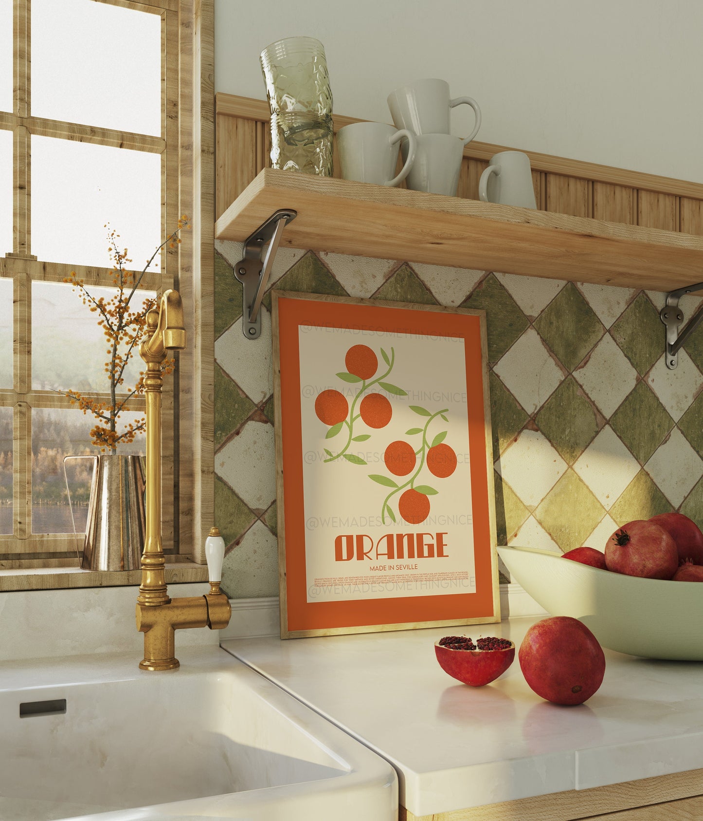 Orange Poster, Food Print, Modern Kitchen Decor, Food lover, Chef Print, Exhibition Poster, Retro Wall Art, Kitchen Art, Colourful Home Art