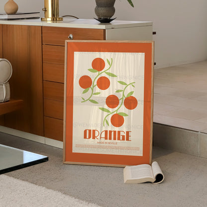 Orange Poster, Food Print, Modern Kitchen Decor, Food lover, Chef Print, Exhibition Poster, Retro Wall Art, Kitchen Art, Colourful Home Art