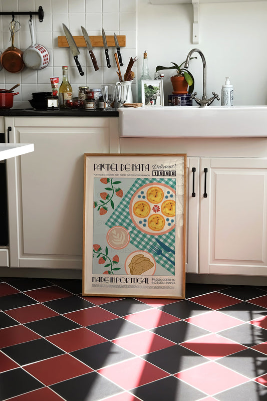 Portuguese Pastel De Nata Poster, Kitchen Poster, Kitchen Print, Food Poster, Modern Kitchen Decor, Retro Poster, Pop Art, Kitchen Art