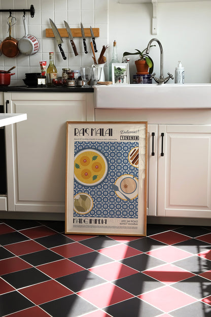 Ras Malai Poster, Food Print, Modern Kitchen Decor, Travel Poster, Kitchen Poster, Exhibition Poster Retro Wall Art, India Print