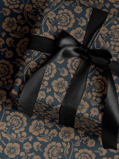 Floral Gift Wrap Blue Wrapping Paper Gift Wrap Mom Vintage Wrapping Paper Bridal Shower Gift for Bride to be Baby Shower Gift Wrap Wedding