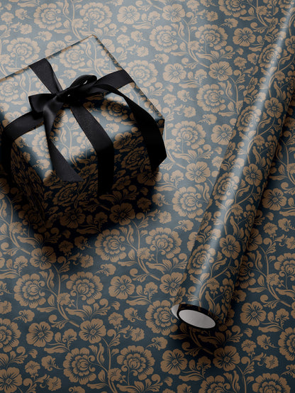 Floral Gift Wrap Blue Wrapping Paper Gift Wrap Mom Vintage Wrapping Paper Bridal Shower Gift for Bride to be Baby Shower Gift Wrap Wedding