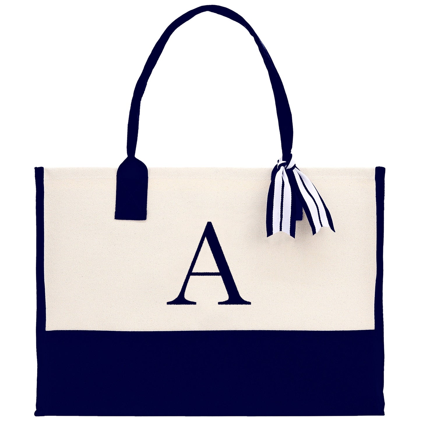Monogram and Personalized Name Cotton Canvas Tote Bag Initial Tote Bag Letter Tote Bag Birthday Gift Bag Beach Bag Custom Monogrammed Bag