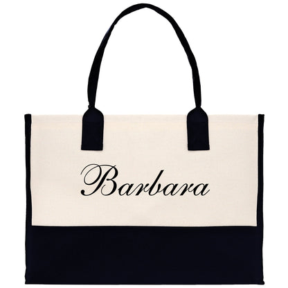 Monogram and Personalized Name Cotton Canvas Tote Bag Initial Tote Bag Letter Tote Bag Birthday Gift Bag Beach Bag Custom Monogrammed Bag