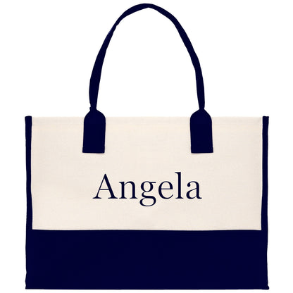 Monogram and Personalized Name Cotton Canvas Tote Bag Initial Tote Bag Letter Tote Bag Birthday Gift Bag Beach Bag Custom Monogrammed Bag