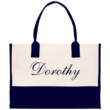 Monogram and Personalized Name Cotton Canvas Tote Bag Initial Tote Bag Letter Tote Bag Birthday Gift Bag Beach Bag Custom Monogrammed Bag