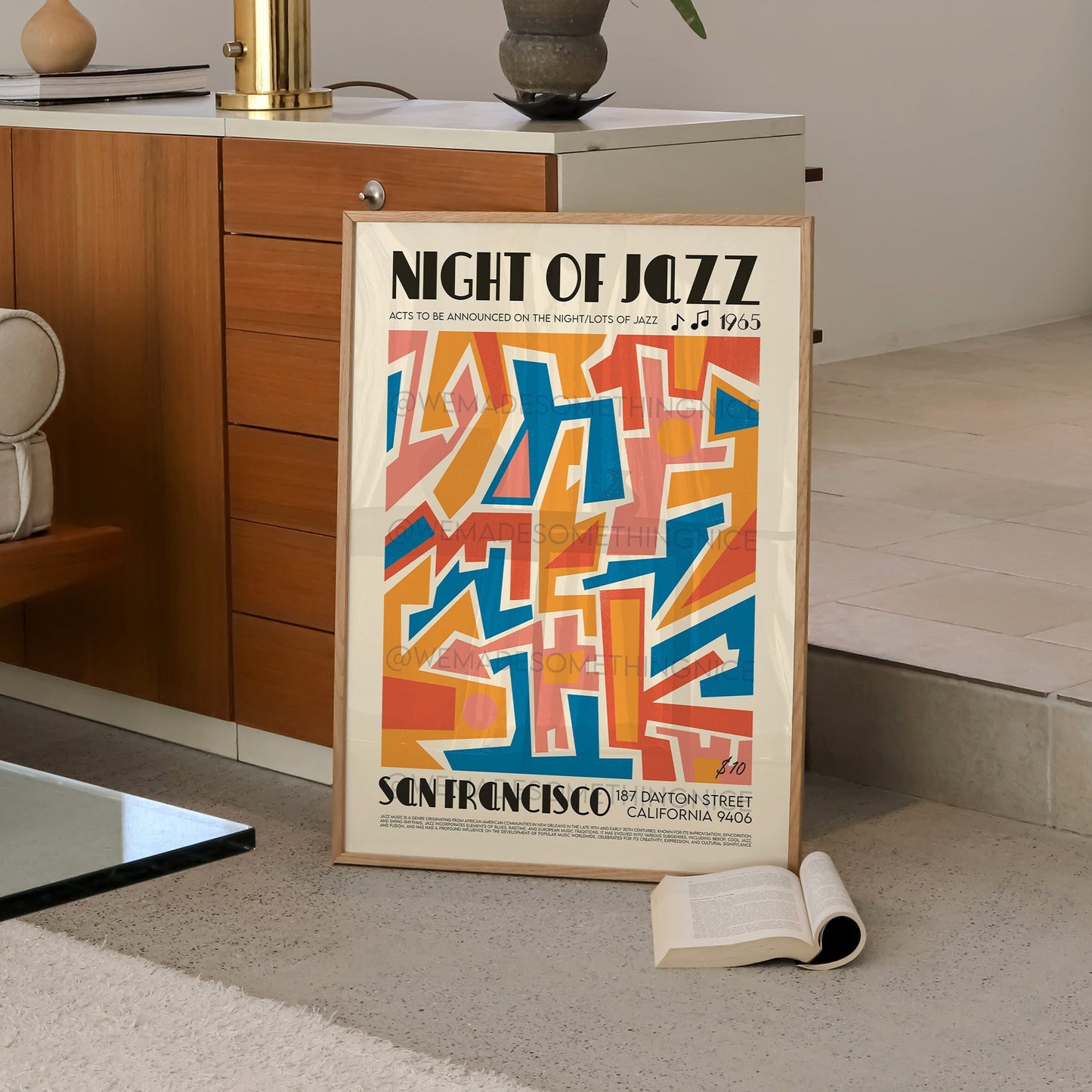San Francisco Jazz Poster, Music Print, Music Poster, Kitchen Art, Music Lover, Lyrics Poster, Wall Art, Home Decor, Mid Century Modern