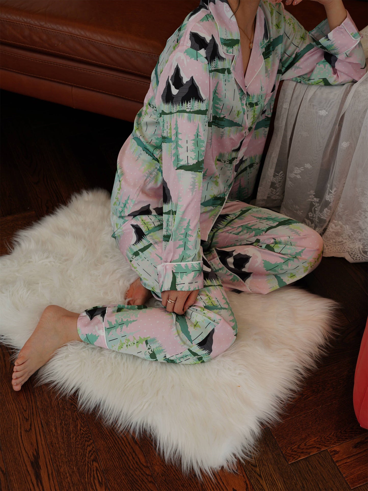 Luxurious Women's Pyjama Set Long Sleeve ,Bride and Bridesmaid Pajama , Gift For Her?Peak  Print?Could Be Wear Outside