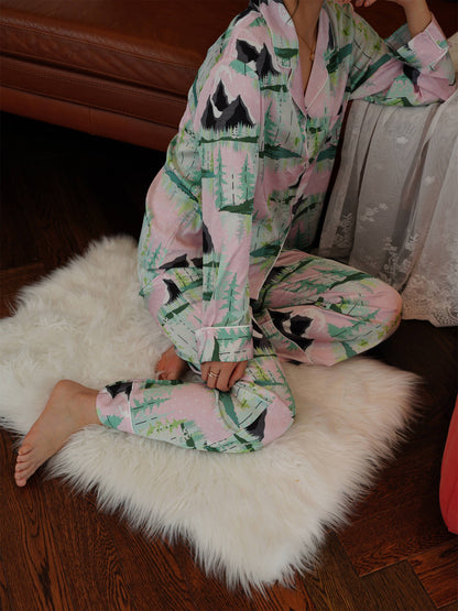 Luxurious Women's Pyjama Set Long Sleeve ,Bride and Bridesmaid Pajama , Gift For Her?Peak  Print?Could Be Wear Outside