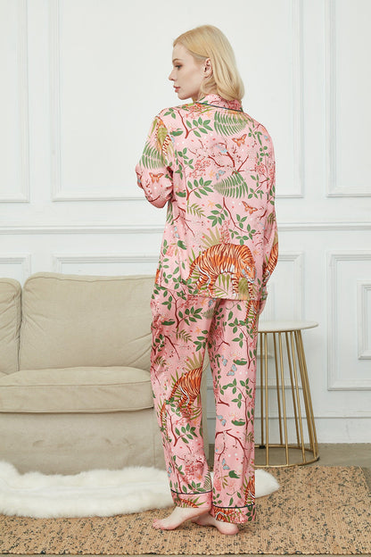 Luxurious Women's Pyjama Set Long Sleeve ,Bride and Bridesmaid Pajama , Gift For Her?Tigers  Print?Could Be Wear Outside