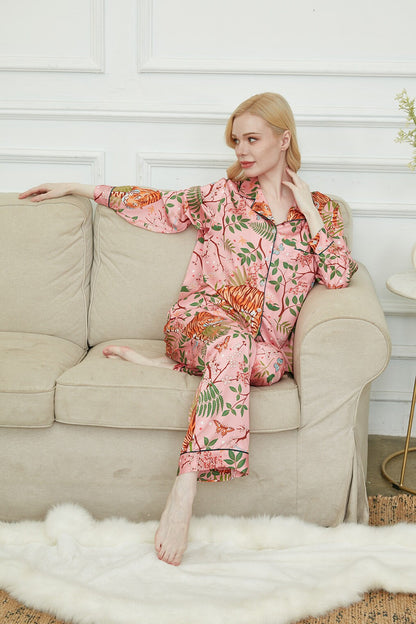 Luxurious Women's Pyjama Set Long Sleeve ,Bride and Bridesmaid Pajama , Gift For Her?Tigers  Print?Could Be Wear Outside