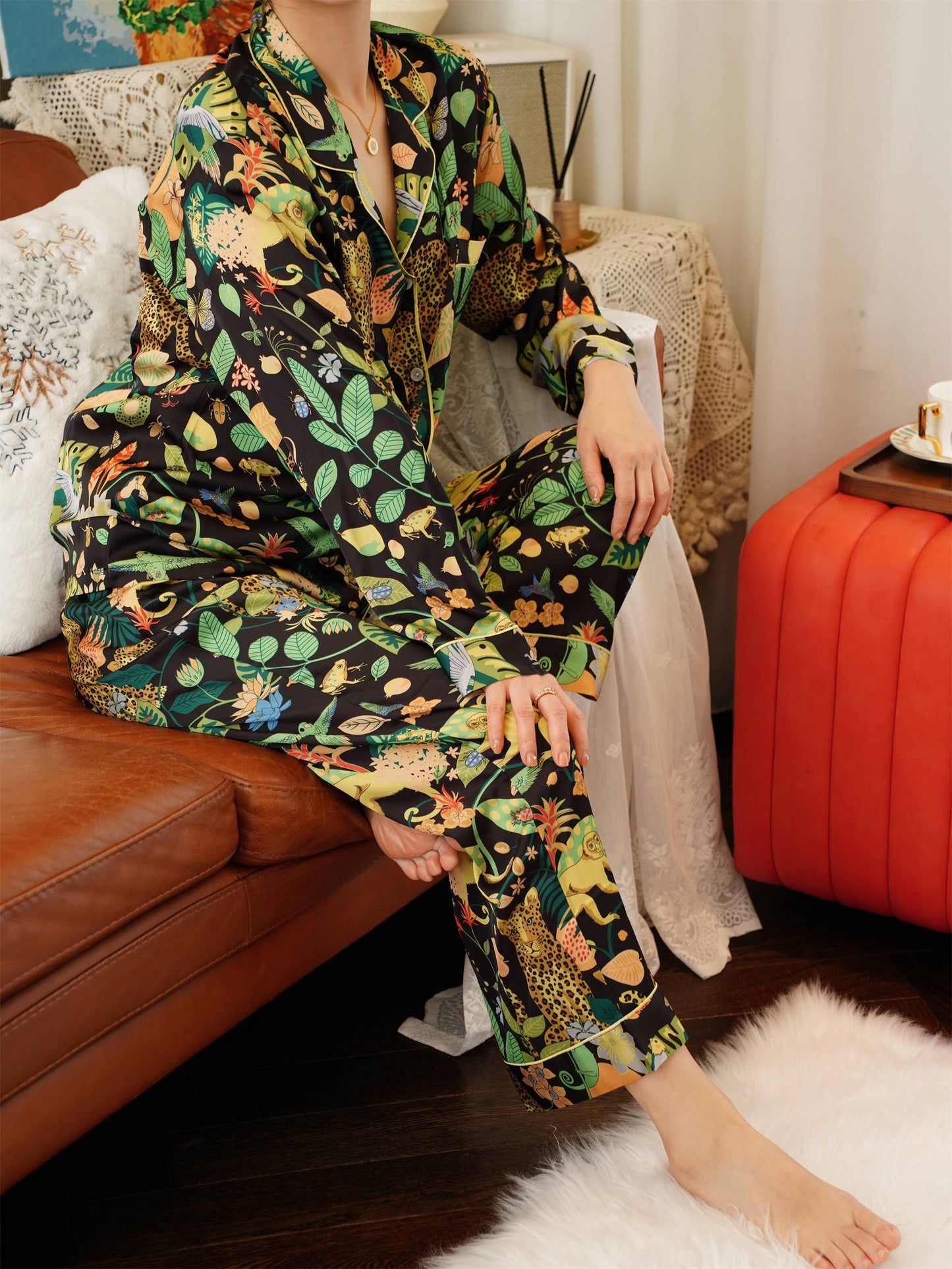 Leopard Print Women's Pyjama Set ,Long Sleeves ,Bride and Bridesmaid Pajama , Birthday Gift For Her ,Could Be Wear Outside