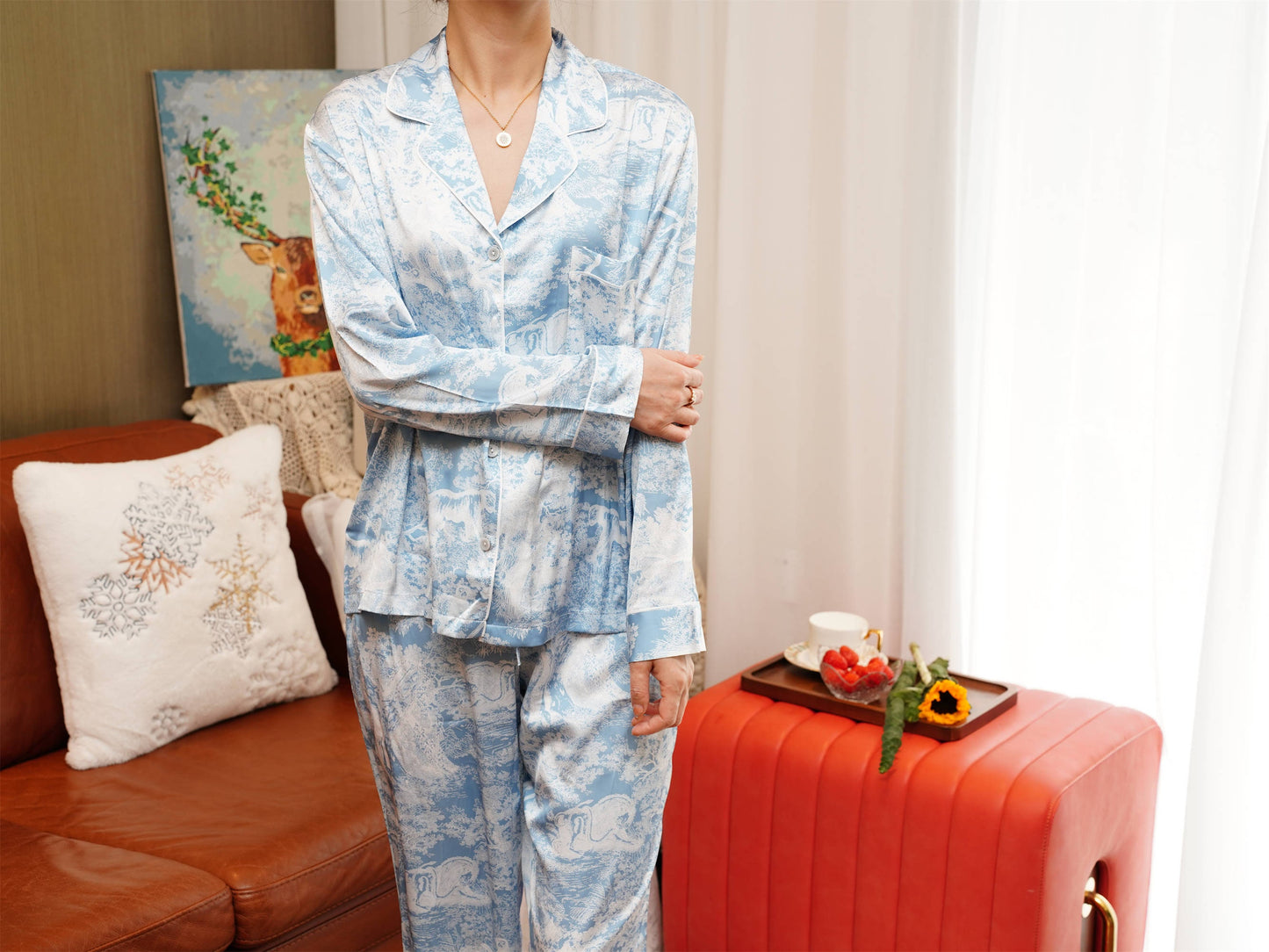 Comfortable Long Pajama Set, Bride And Bridesmaids Pajama, Unique Pattern Design,Best  Gift For Her,Could Be Wear Outside