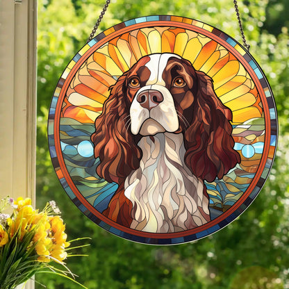 English Springer Spaniel: Stained Glass Style Window Hanging