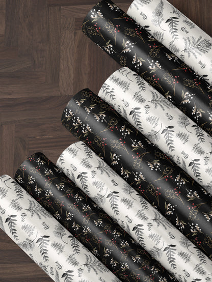 Floral Gift Wrap Botanical Flower Print Wrapping Paper Pattern Botanical Print Gift Wrap Wedding Wrapping Paper Roll Elegant Gift Wrap