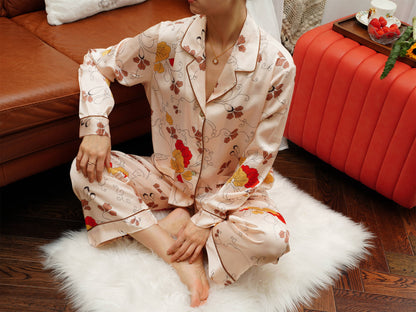 Unique Floral Long Pyjama Set, Bride And Bridesmaids Pajama, Pajama Set For Women , Gift For Her,Could Be Wear Outside