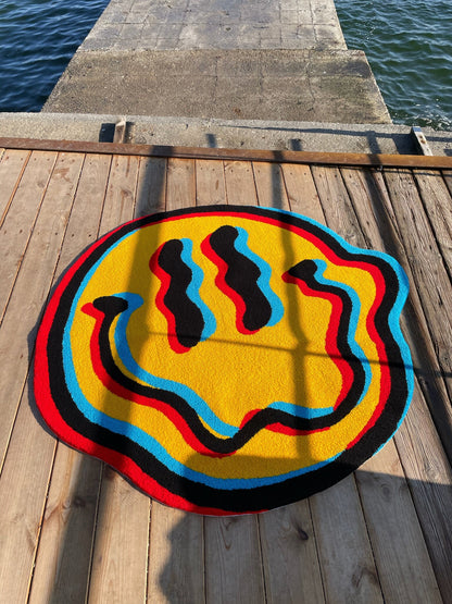 Abstract Smile Rug: Trippy Living Room Decor Carpet