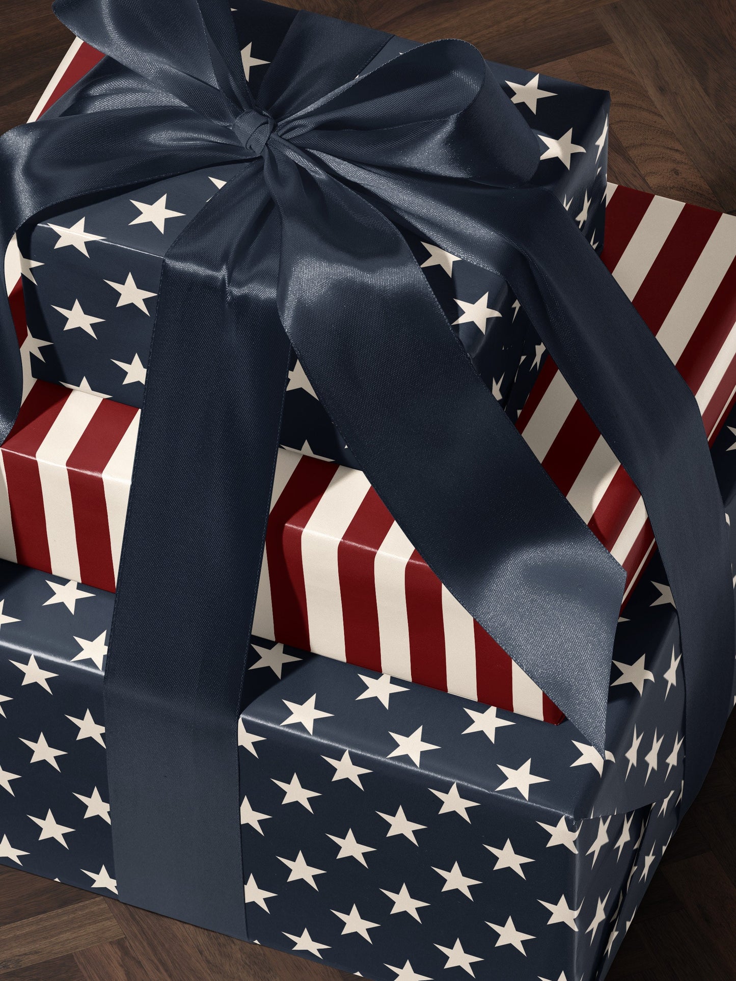 Patriotic Star Gift Wrap Paper 4th of July Decoration Memorial Day Gift Flag Decor Wrapping Paper Roll American Flag Gift for Military