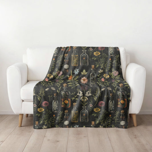 Apothecary Blanket, Cottagecore Blanket, Herbs and Spices, Apothecary Gift, Herbalist Gift, Throw Blanket Herbalist Gift, Witchy Blanket