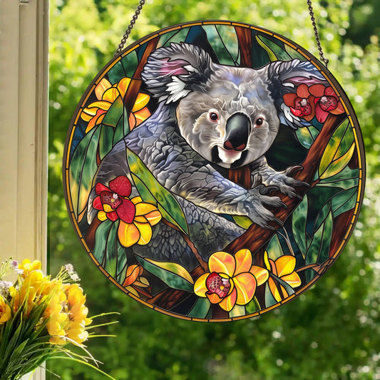Koala: Stained Glass Style Window Hanging Made With Real Glass
