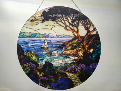 California Coast: Stained Glass Style Window Hanging