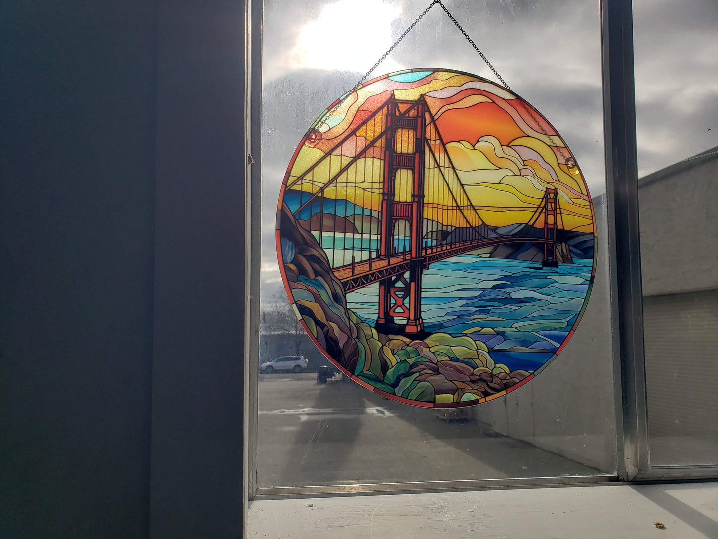 Golden Gate: Stained Glass Style Window Hanging