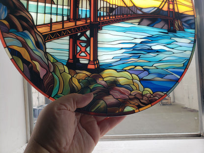 Golden Gate: Stained Glass Style Window Hanging