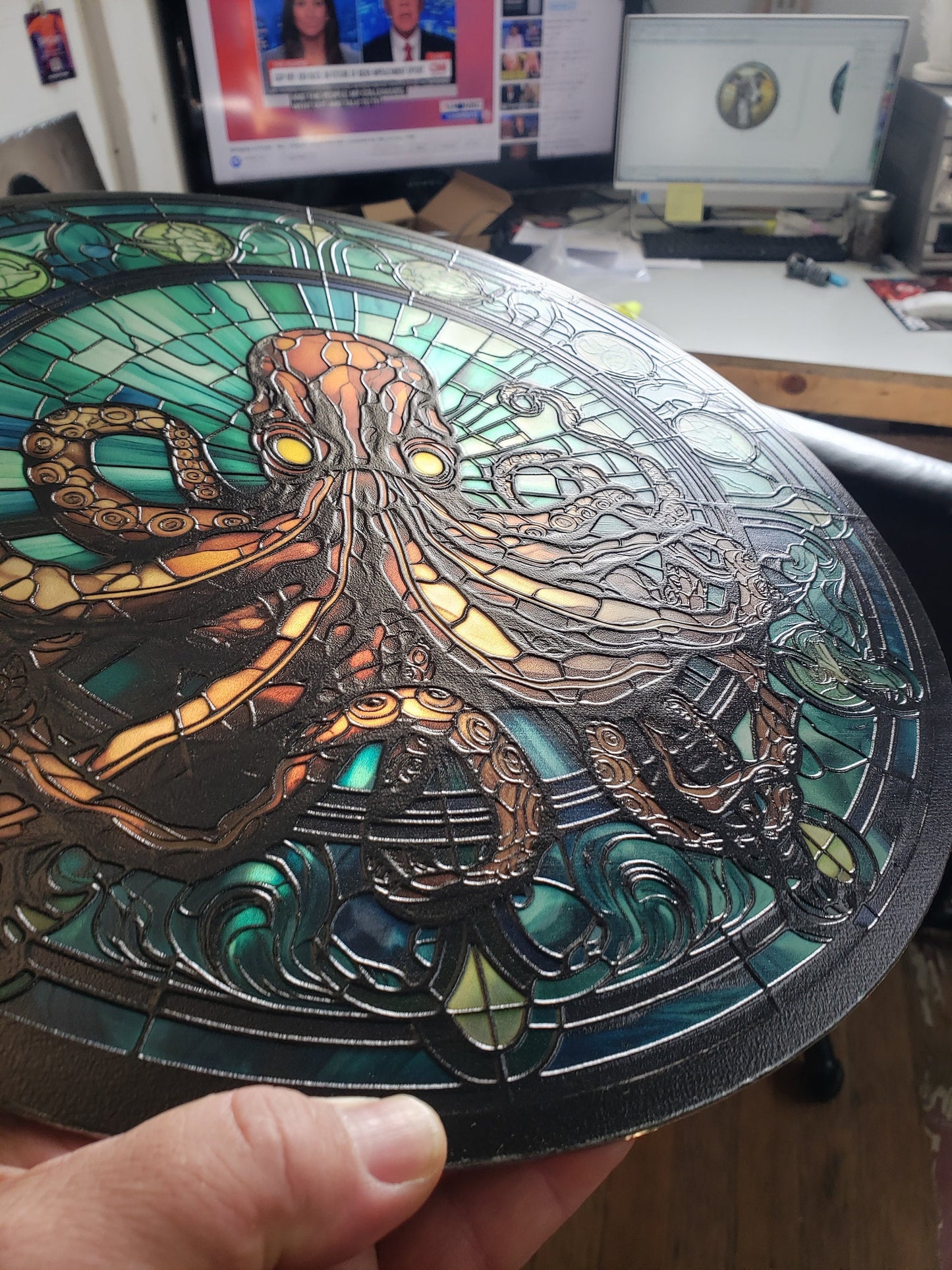 Octopus: Stained Glass Style Window Hanging Made With Real Glass