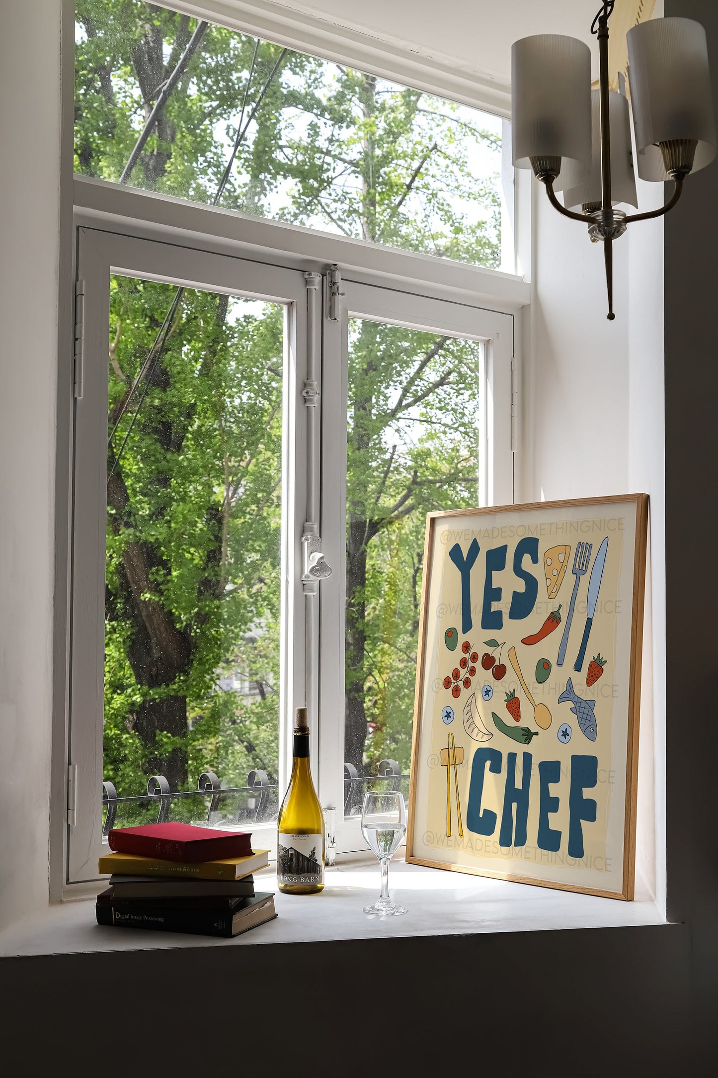 Yes Chef Poster, Kitchen Art, Kitchen Print, Trendy Wall Art, Maximalist Wall Art, Apartment Decor, Retro Wall Art, Food Poster