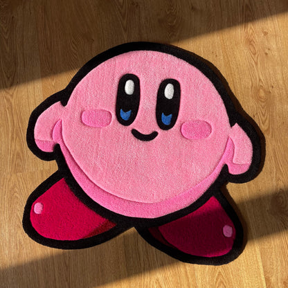 Pink Handmade Tufted Rug Featuring a Cute Cartoon Character - Perfect Birthday Gift for Girls, Kids, Siblings, Friends and Cartoon Lovers