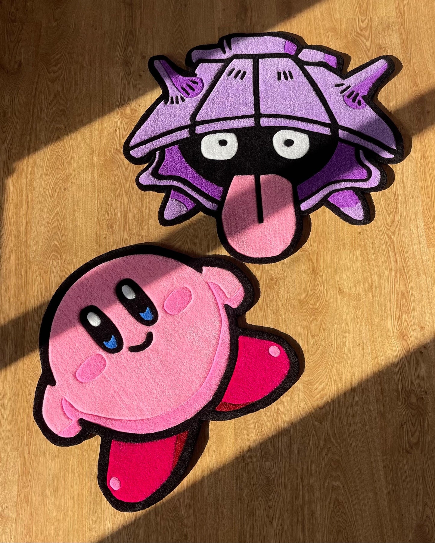 Pink Handmade Tufted Rug Featuring a Cute Cartoon Character - Perfect Birthday Gift for Girls, Kids, Siblings, Friends and Cartoon Lovers