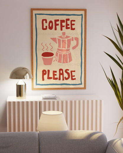 Coffee Poster, Kitchen Art, Kitchen Print, Kitchen Poster, Bar Cart Print, Trendy Wall Art, Retro Wall Art, Coffee Print
